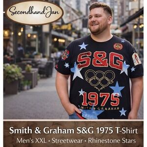 Smith & Graham S & G 1975 Graphic T shirt XXL  STREETWEAR Stars rhinestones Tee